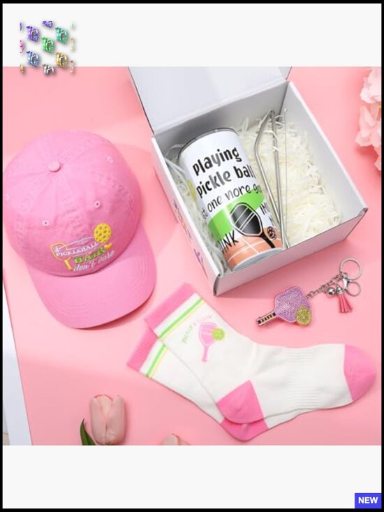 Pickleball Gift Set Cotton Baseball Cap Socks 20oz Tumbler Keychain Accessories main image 5
